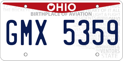 OH license plate GMX5359