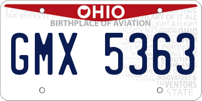 OH license plate GMX5363