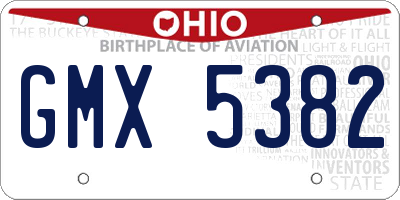 OH license plate GMX5382