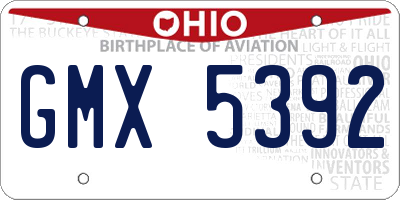 OH license plate GMX5392