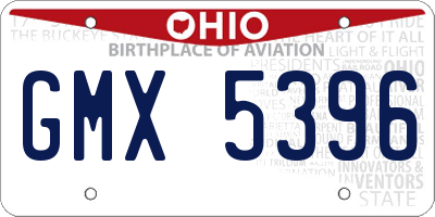 OH license plate GMX5396