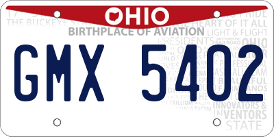 OH license plate GMX5402