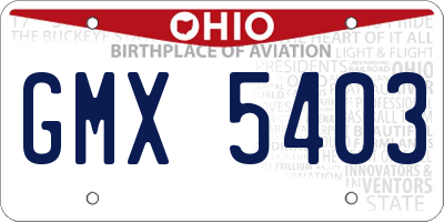 OH license plate GMX5403