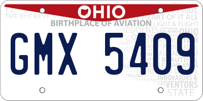 OH license plate GMX5409