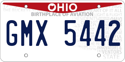 OH license plate GMX5442