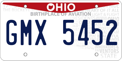 OH license plate GMX5452