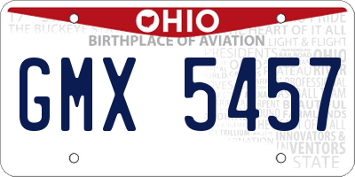OH license plate GMX5457