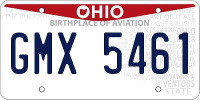 OH license plate GMX5461