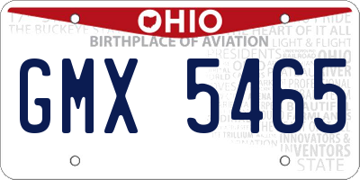 OH license plate GMX5465