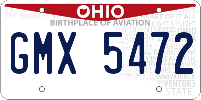 OH license plate GMX5472