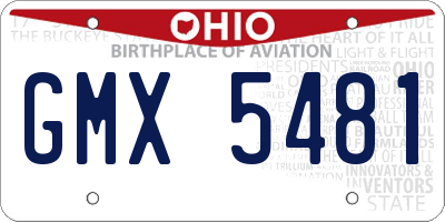 OH license plate GMX5481