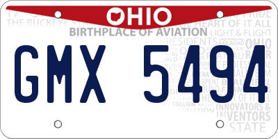 OH license plate GMX5494