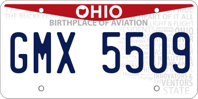 OH license plate GMX5509