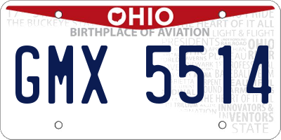 OH license plate GMX5514