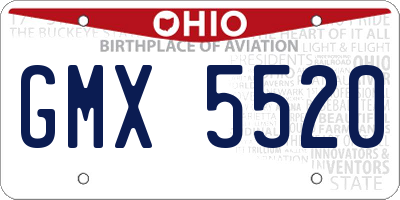 OH license plate GMX5520