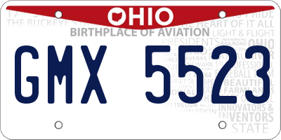 OH license plate GMX5523