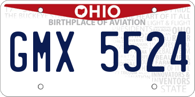 OH license plate GMX5524