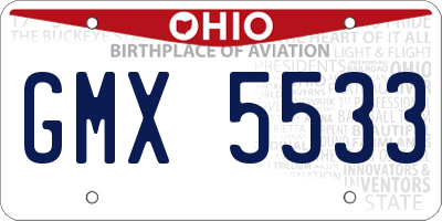OH license plate GMX5533