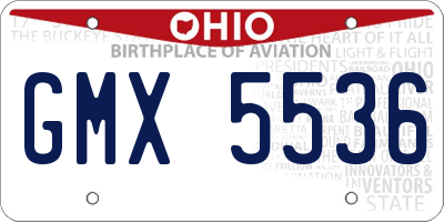 OH license plate GMX5536