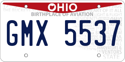 OH license plate GMX5537