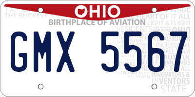 OH license plate GMX5567