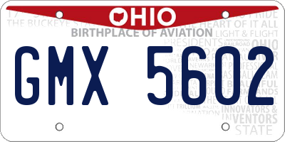 OH license plate GMX5602