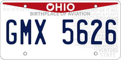 OH license plate GMX5626