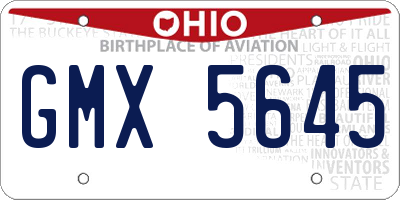 OH license plate GMX5645