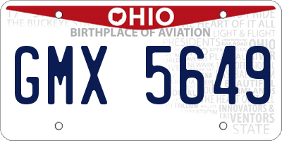 OH license plate GMX5649