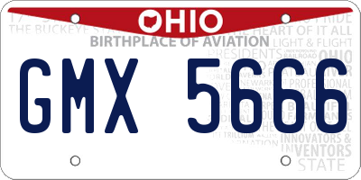 OH license plate GMX5666