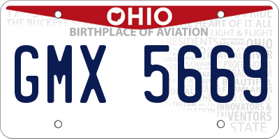 OH license plate GMX5669