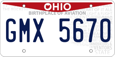 OH license plate GMX5670