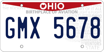 OH license plate GMX5678