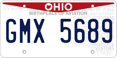 OH license plate GMX5689