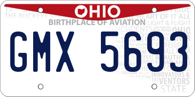 OH license plate GMX5693