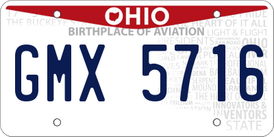 OH license plate GMX5716