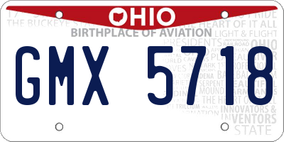 OH license plate GMX5718