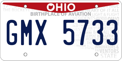 OH license plate GMX5733
