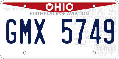 OH license plate GMX5749