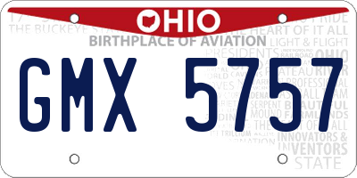 OH license plate GMX5757