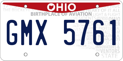 OH license plate GMX5761
