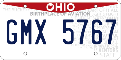 OH license plate GMX5767