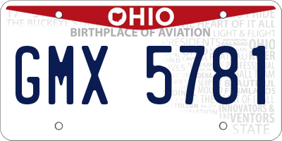 OH license plate GMX5781