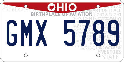OH license plate GMX5789