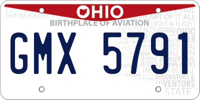 OH license plate GMX5791