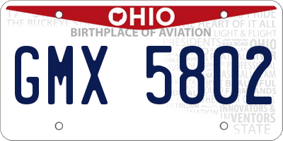 OH license plate GMX5802
