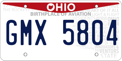 OH license plate GMX5804