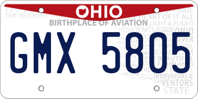 OH license plate GMX5805