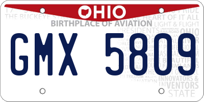 OH license plate GMX5809