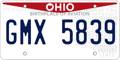 OH license plate GMX5839
